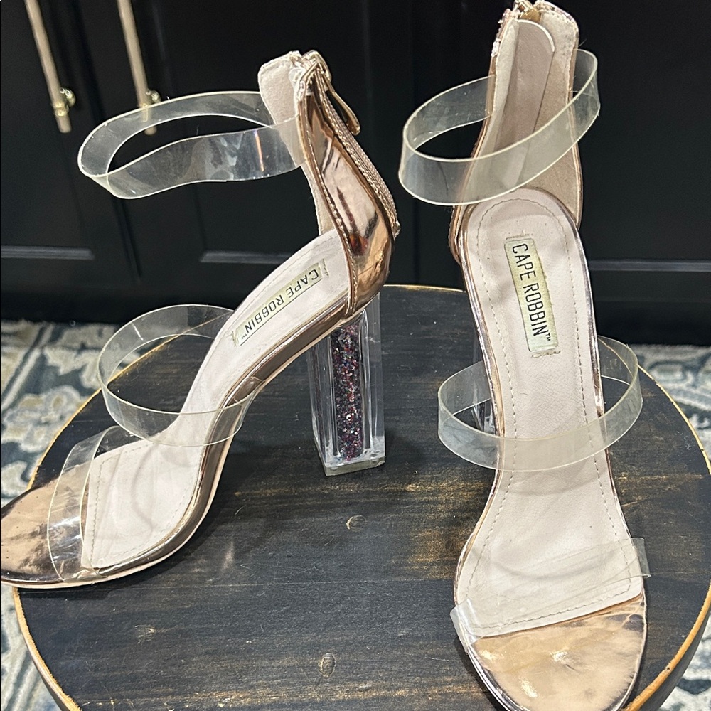 Cape Robbin Women's Transparent and Gold Heels